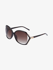 Lunettes ovales oversize à charnières stylisées - Marron - 1