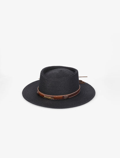 Canotier à galon en simili style aztèque - Noir - 1