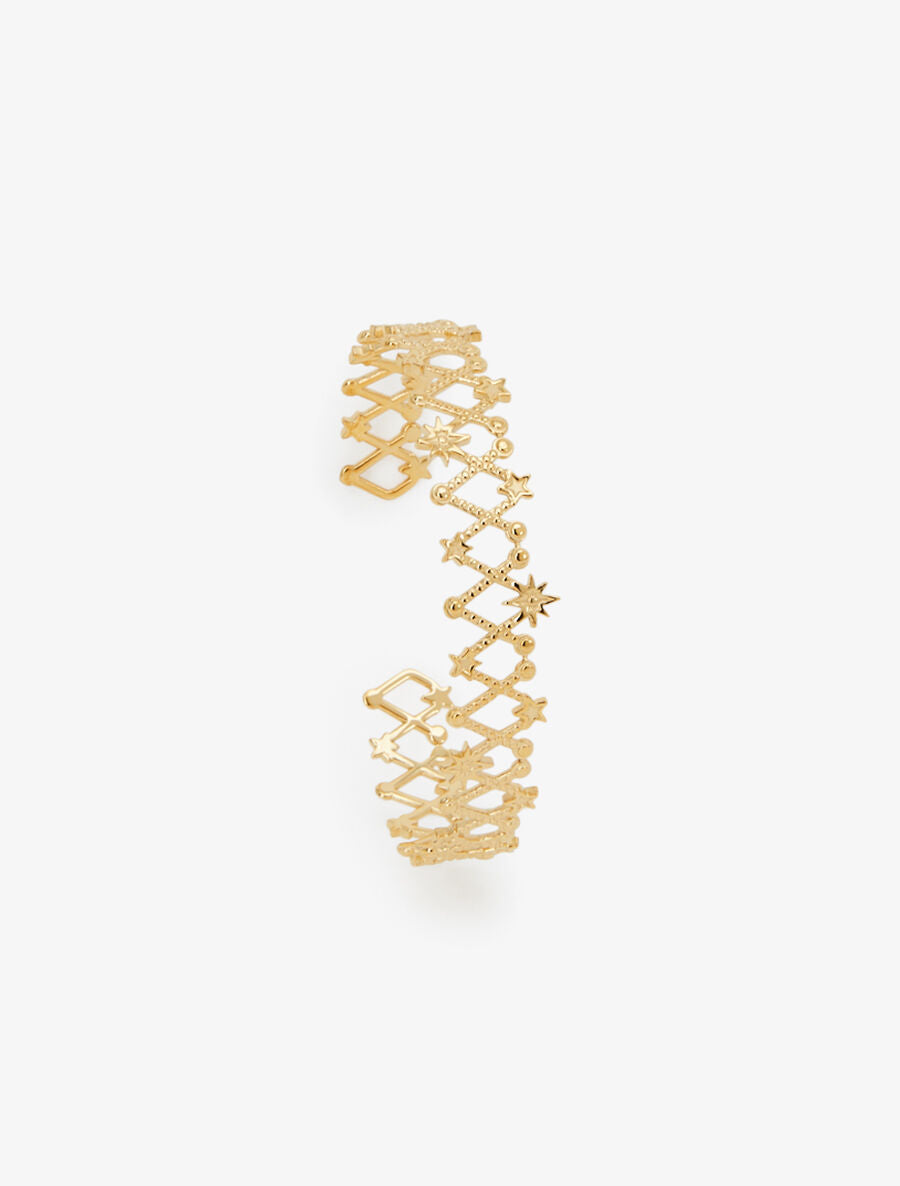Jonc ouvert à motifs étoiles - Or - 1