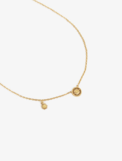 Collier à pendentif deux soleils - Or - 2