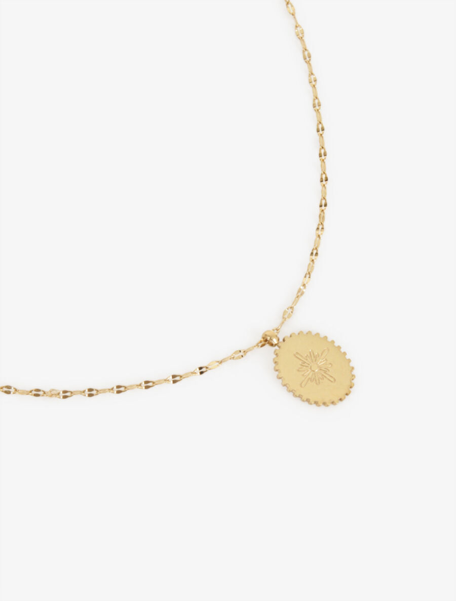 Collier à pendentif rond motif croix - Or - 2