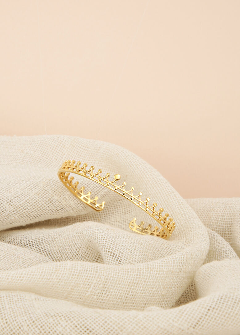 Jonc fin ouvert à motif ajouré - Or - 4