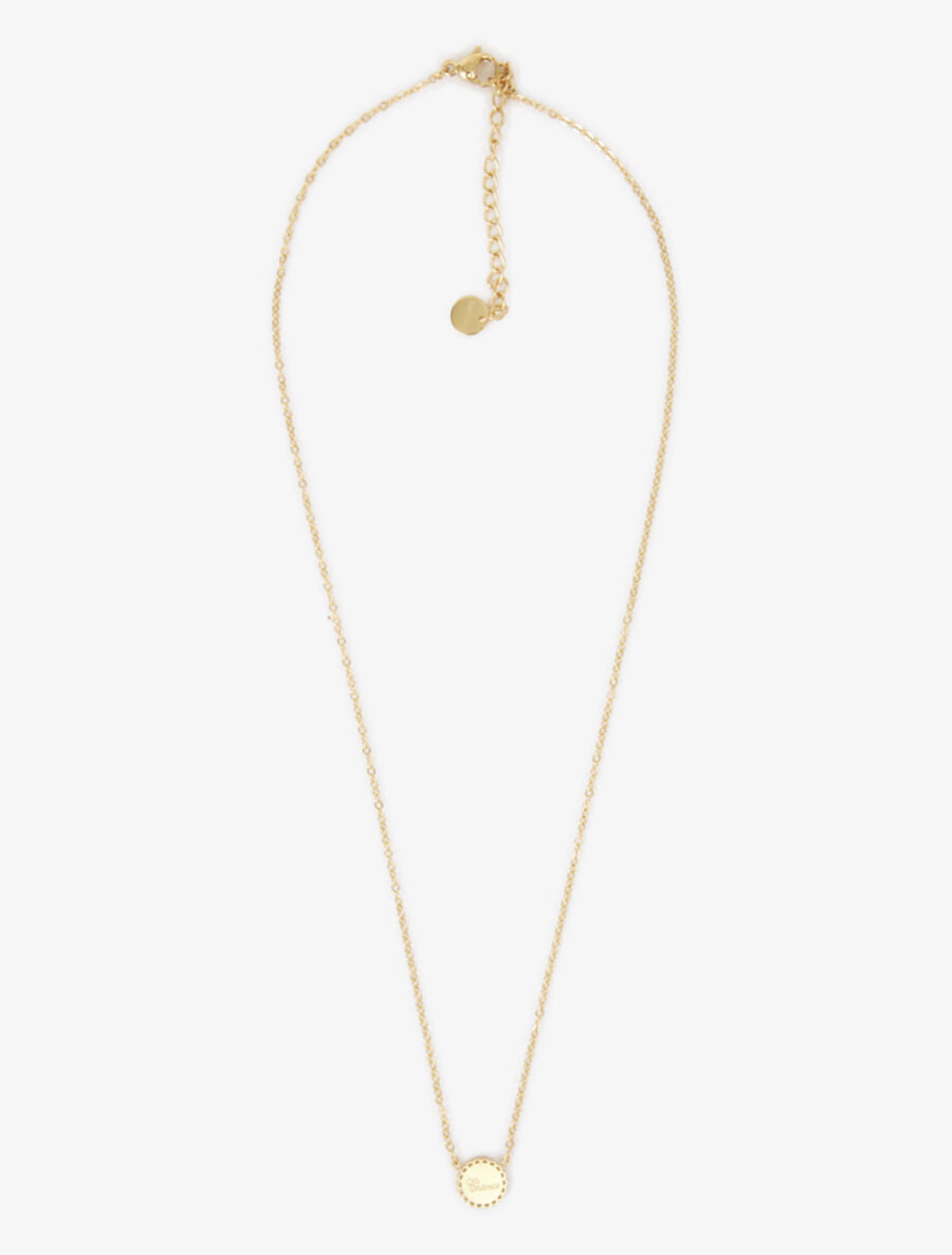 Collier à pendentif rond gravé chance - Or - 2