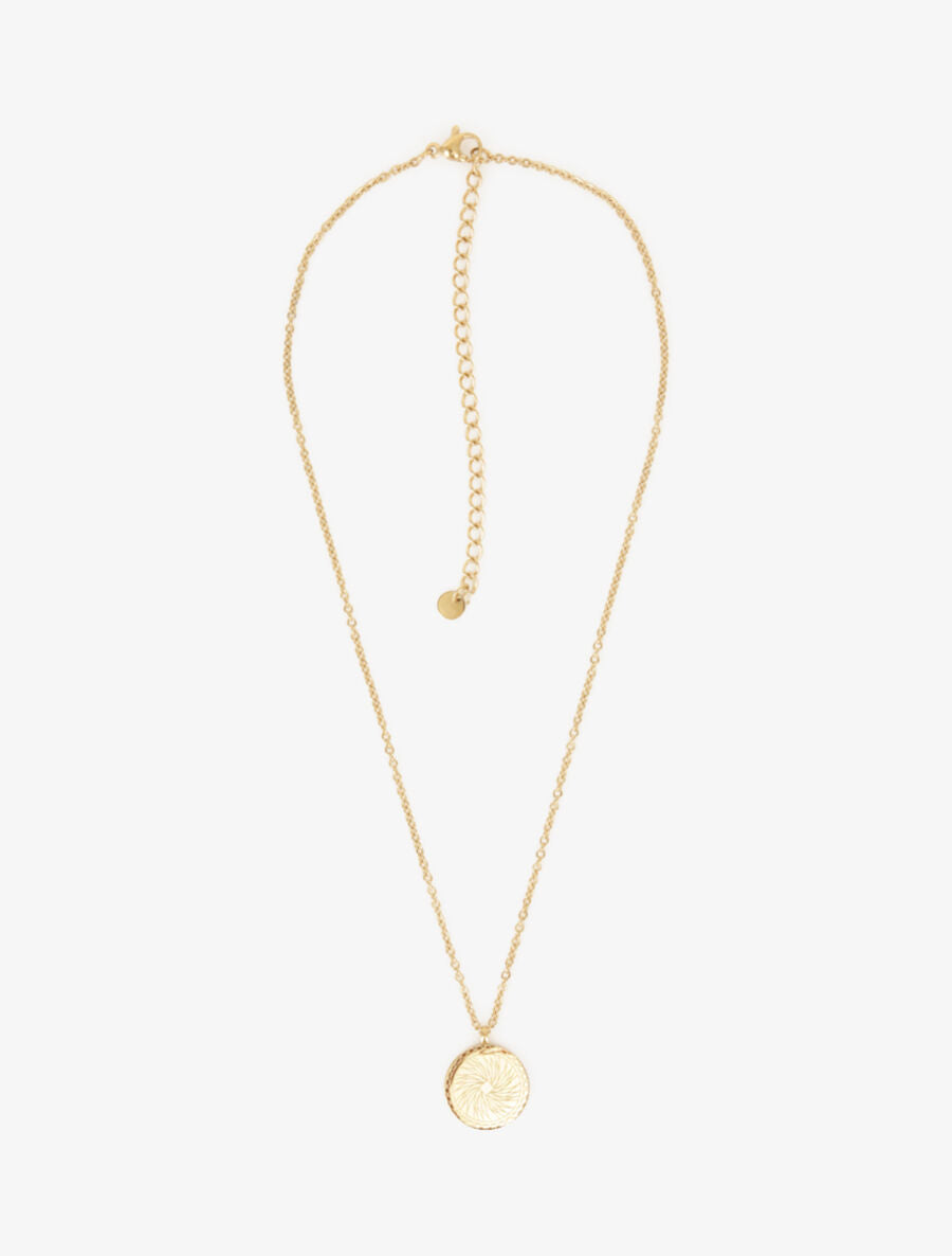 Collier à pendentif rond motif rosace - Or - 4