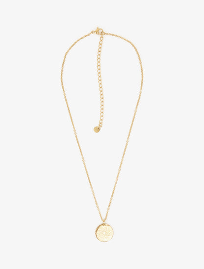 Collier à pendentif rond motif rosace - Or - 4