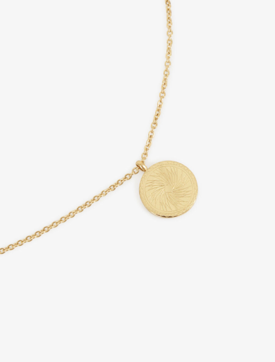 Collier à pendentif rond motif rosace - Or - 2