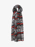 Foulard à rayures contrastantes et imprimé animal - Noir - 1
