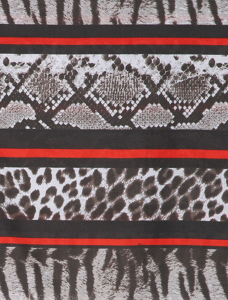 Foulard à rayures contrastantes et imprimé animal - Noir - 2