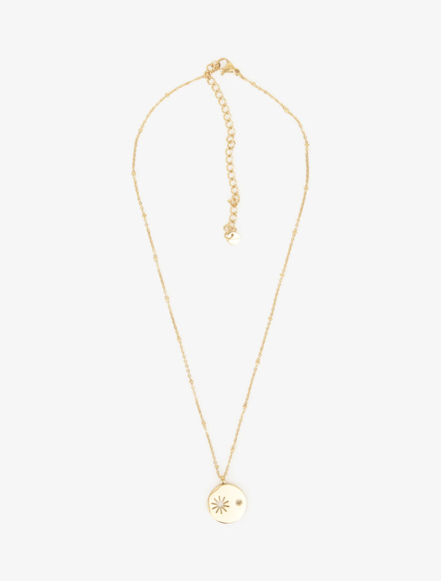 Collier à pendentif rond motif étoiles ajourés - Or - 1