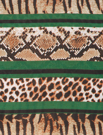 Foulard à rayures contrastantes et imprimé animal - Vert - 2