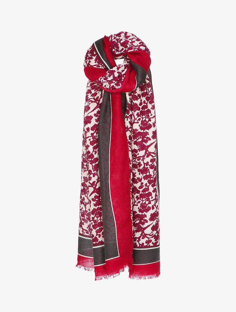 Foulard à imprimé abstrait et bords à pois - Rouge - 1