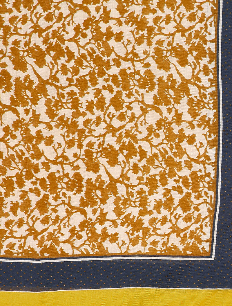 Foulard à imprimé abstrait et bords à pois - Jaune - 2