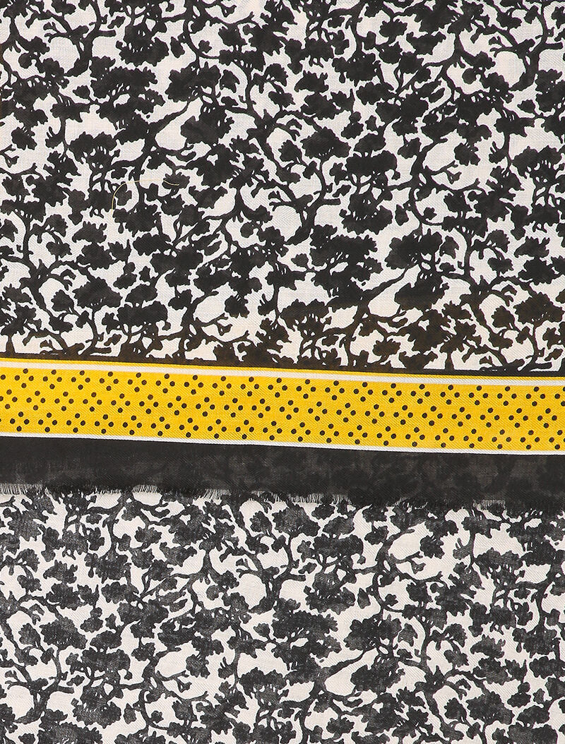 Foulard à imprimé abstrait et bords à pois - Noir - 2