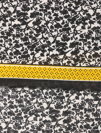 Foulard à imprimé abstrait et bords à pois - Noir - 2