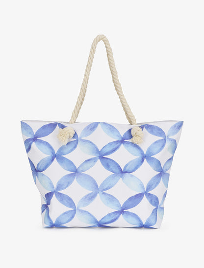 Sac de plage imprimé céramique - Bleu - 1
