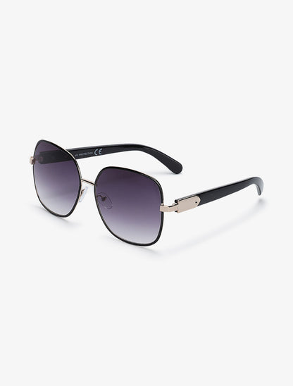 Lunettes de soleil rondes oversize - Noir - 2