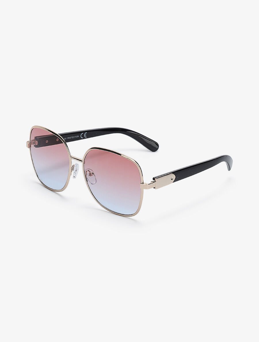 Lunettes de soleil rondes oversize - Rose/argent - 1