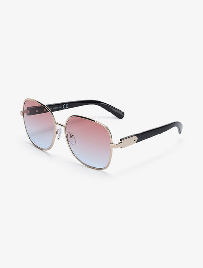 Lunettes de soleil rondes oversize - Rose/argent - 1