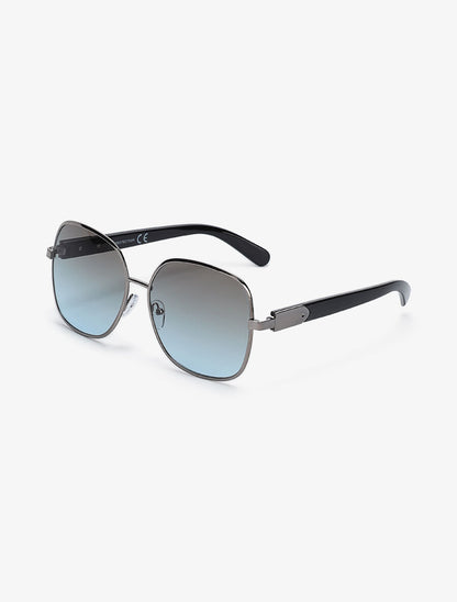 Lunettes de soleil rondes oversize - Bleu/argent - 2