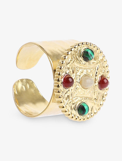 Bague large et pierres - Or - 1