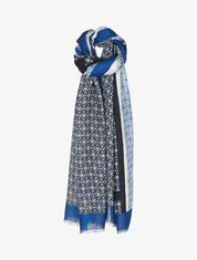 Foulard à imprimé mosaique stylisée - Bleu - 1