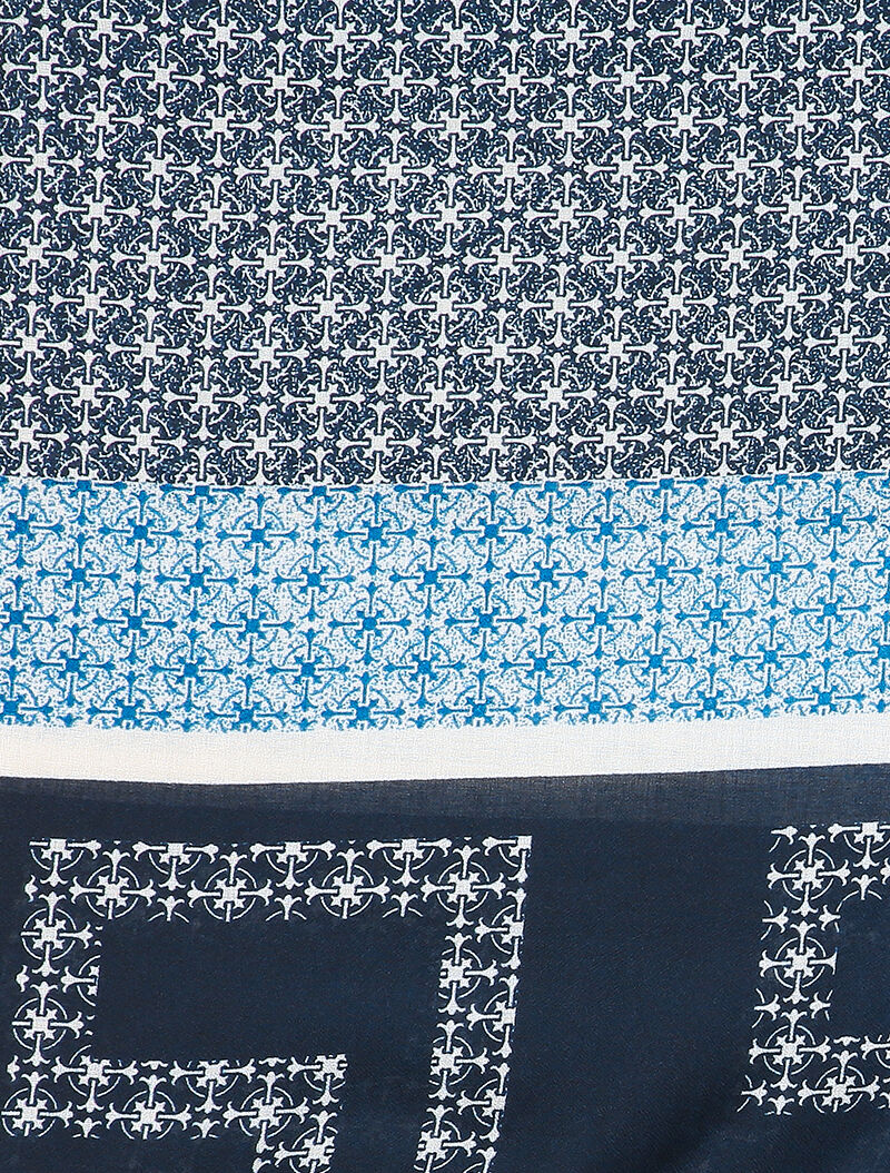 Foulard à imprimé mosaique stylisée - Bleu - 2