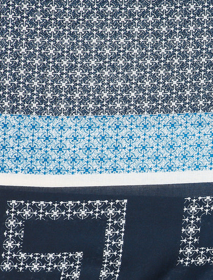 Foulard à imprimé mosaique stylisée - Bleu - 2