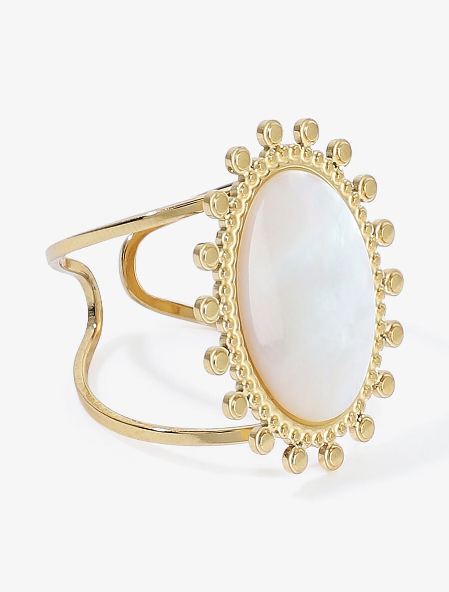 Bague pierre ovale nacrée - Or - 1
