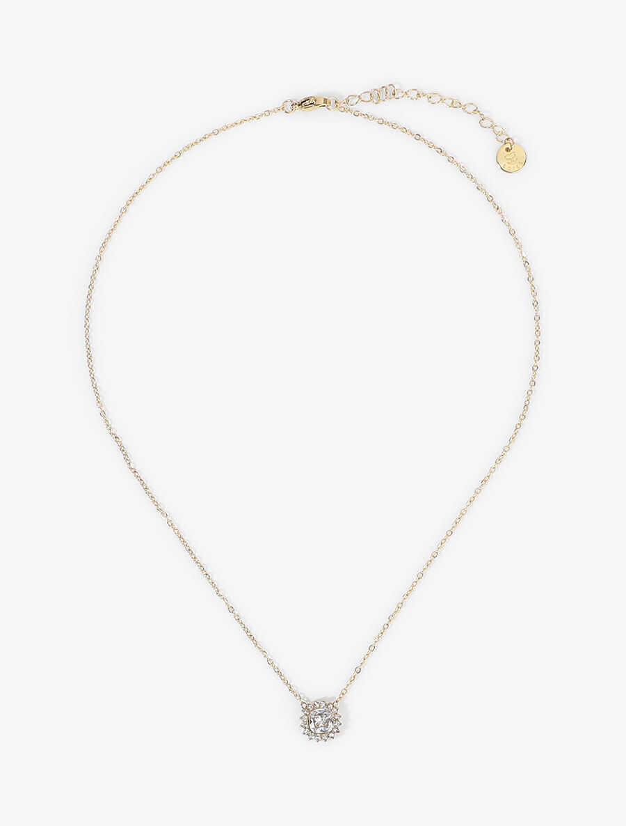 Collier à pendentif losange orné de zircons blanc - Or - 2