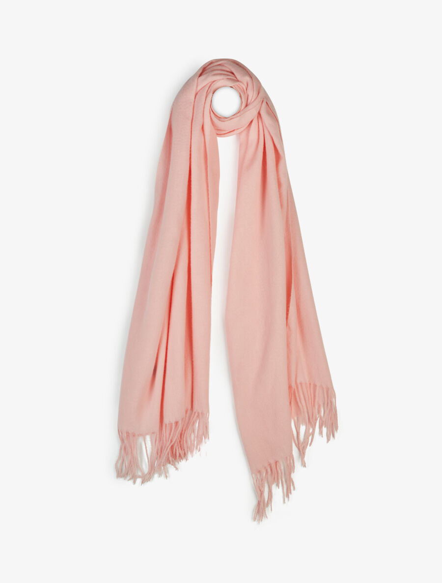 Echarpe en laine mélangée à franges - Rose - 4