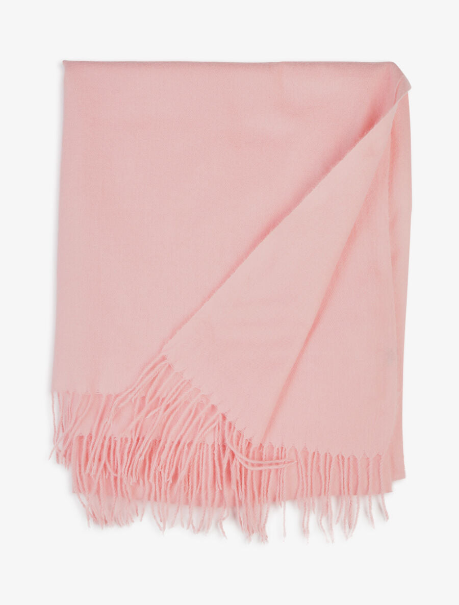 Echarpe en laine mélangée à franges - Rose - 2