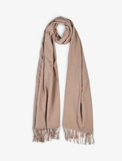 Echarpe en laine mélangée à franges - Taupe - 1