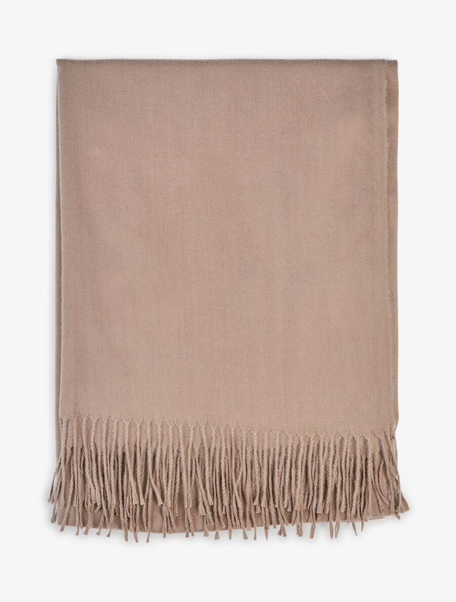 Echarpe en laine mélangée à franges - Taupe - 2