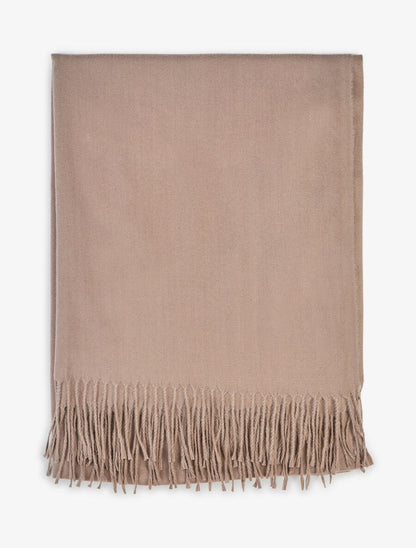 Echarpe en laine mélangée à franges - Taupe - 2