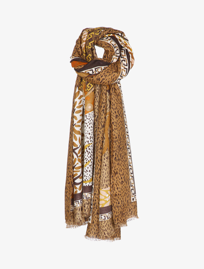 Foulard à motif végétal stylisé - Camel - 3