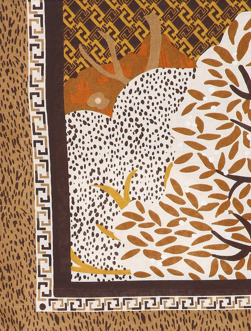 Foulard à motif végétal stylisé - Camel - 2