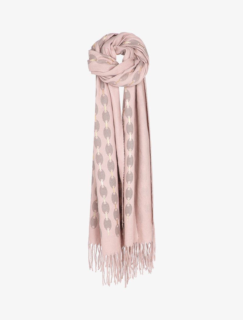 Echarpe à imprimé ovale irisé et franges - Rose - 1