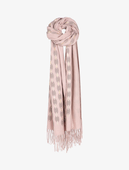 Echarpe à imprimé ovale irisé et franges - Rose - 1