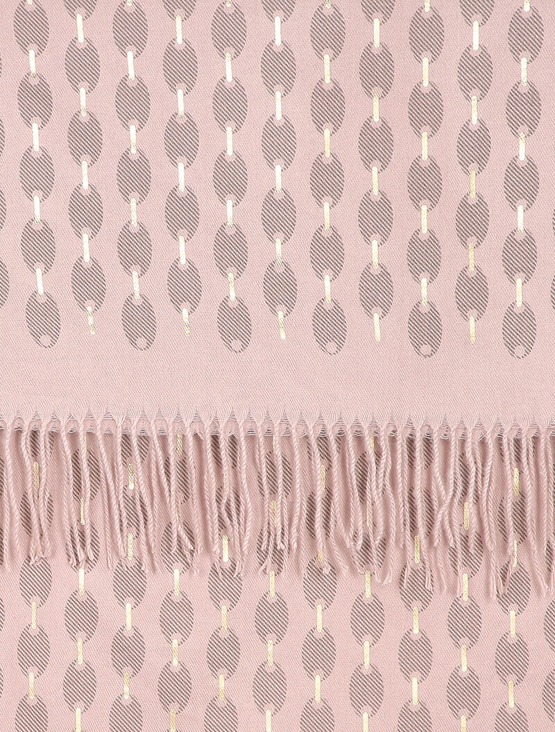 Echarpe à imprimé ovale irisé et franges - Rose - 2