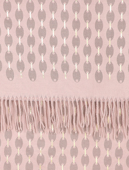 Echarpe à imprimé ovale irisé et franges - Rose - 2