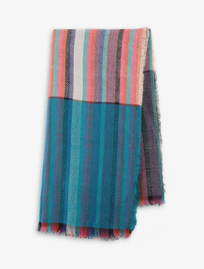 Echarpe à imprimé bandes colorées - Gris - 2