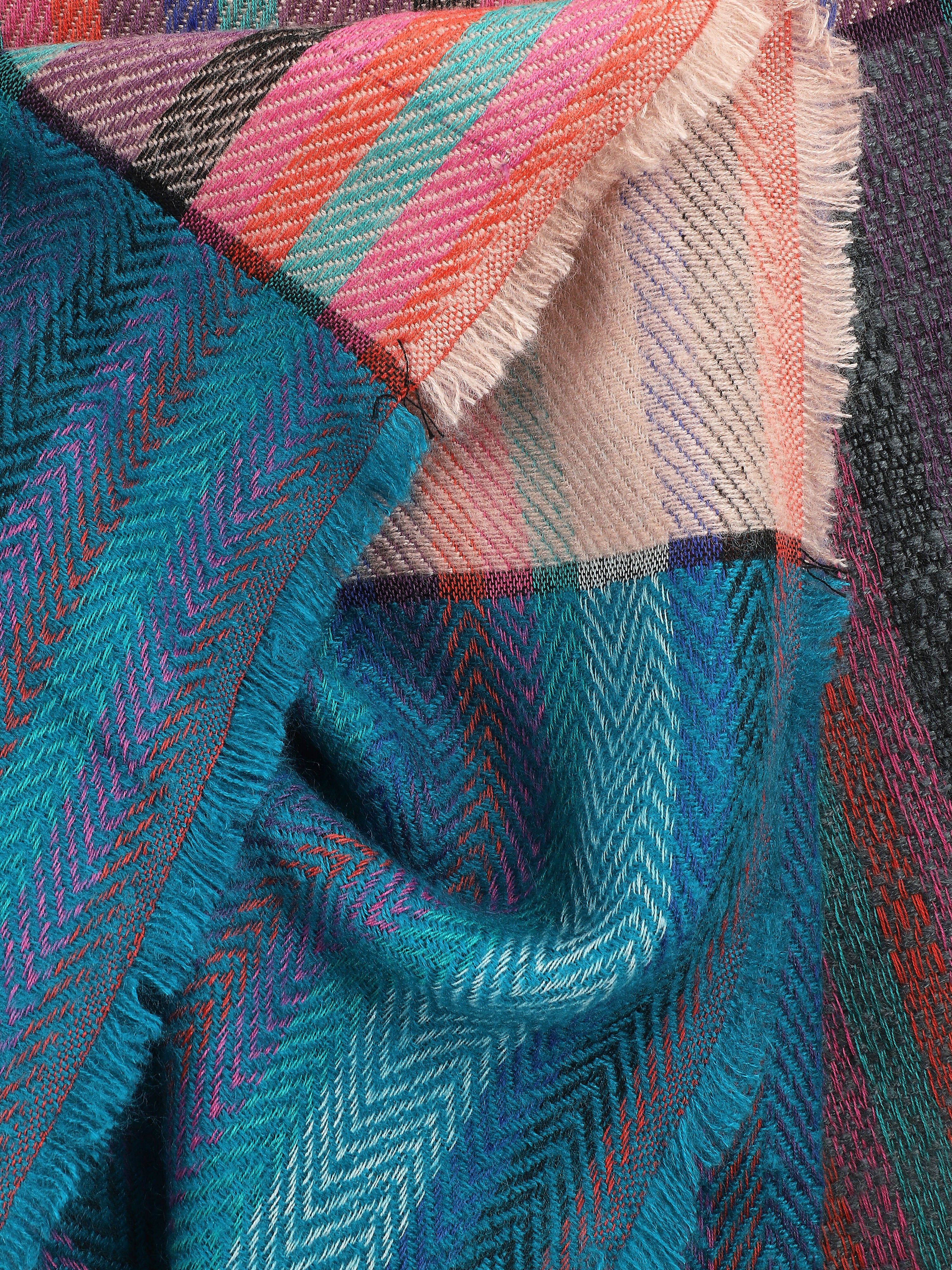 Echarpe à imprimé bandes colorées - Gris - 3
