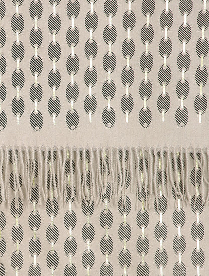 Echarpe à imprimé ovale irisé et franges - Beige - 2