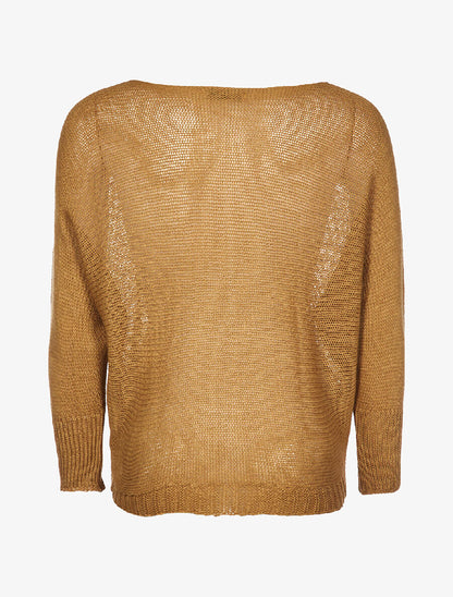 Pull ample grosse maille - moutarde - 2