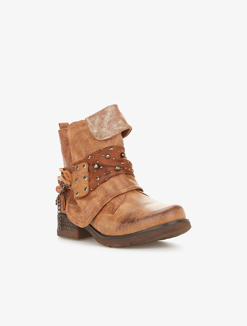 Boots texturé à rabat irisé - Camel - 2