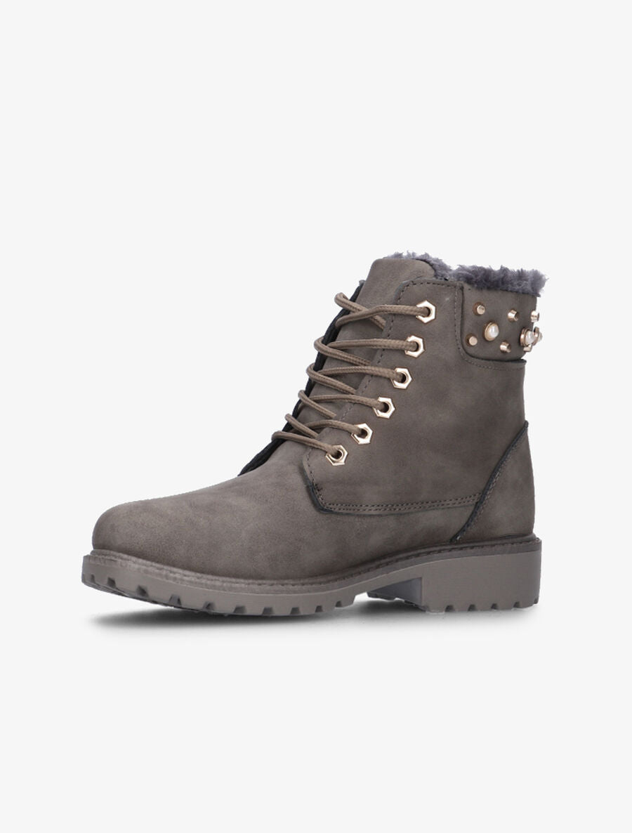 Boots fourrées à chevilles ornées - Gris - 3