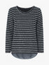 Top rayé à empiècement voile - Noir/gris clair - 1