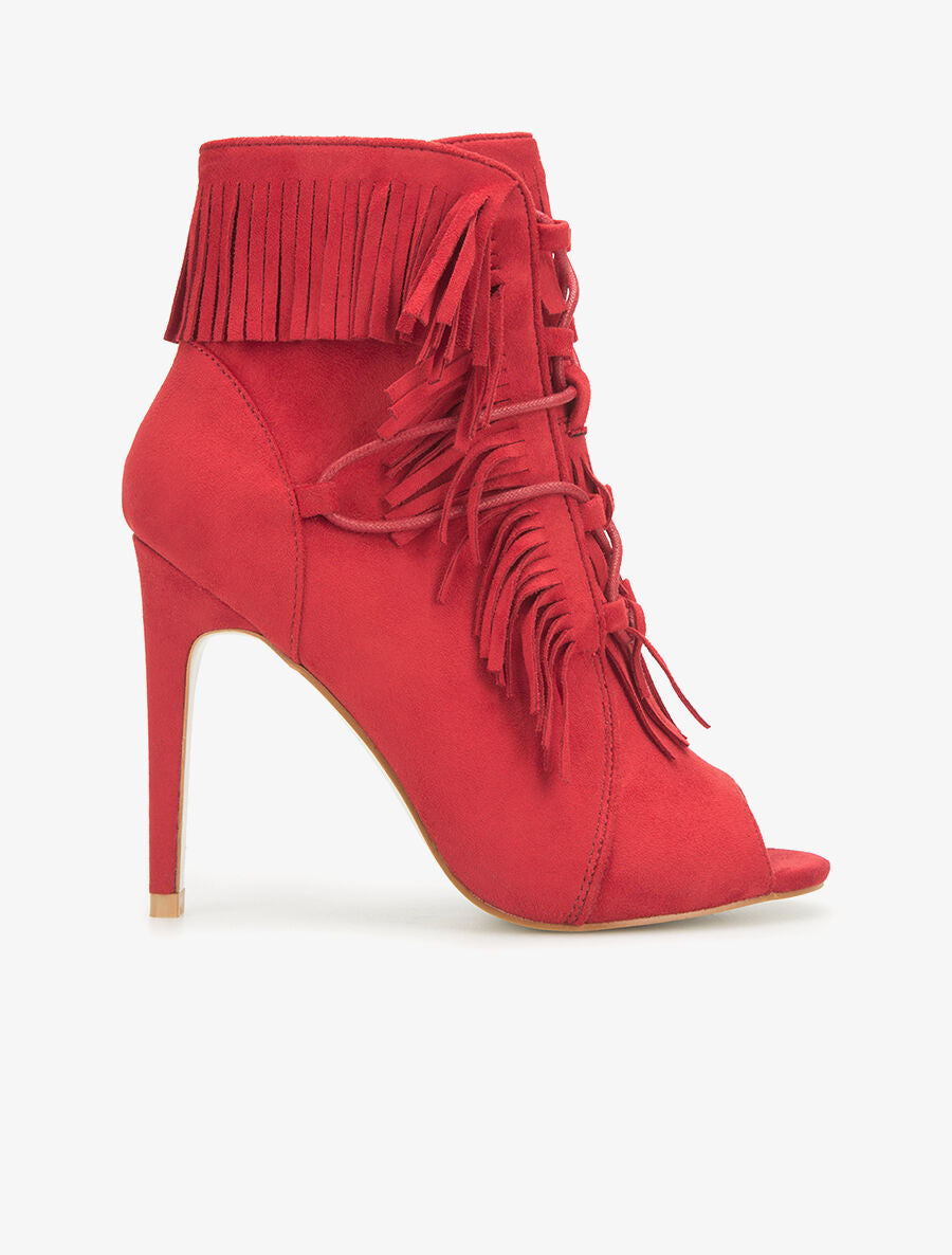 Peep-toes frangées - rouge - 1