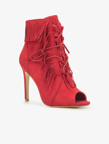 Peep-toes frangées - rouge - 2