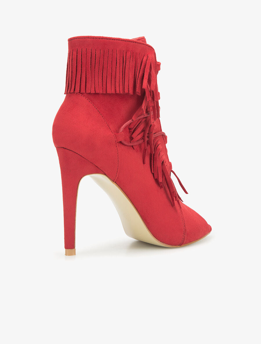Peep-toes frangées - rouge - 4